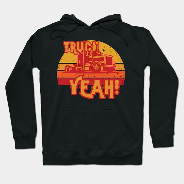 Truck Yeah! Trashy Trucker Vintage Sunset Hoodie by DreamySteve's